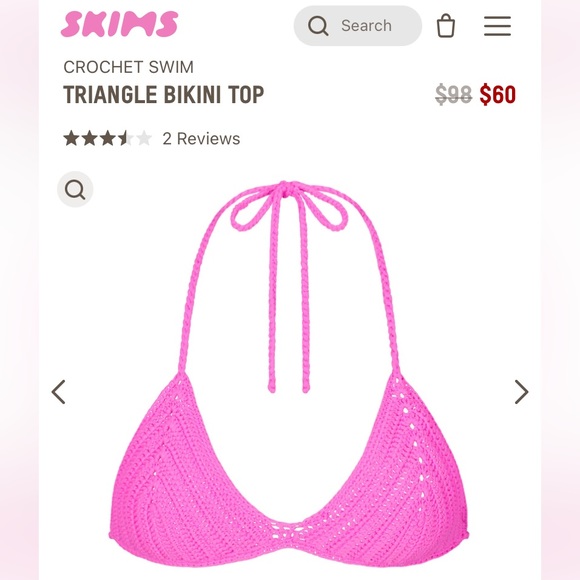 SKIMS Swim Skims Crochet Triangle Bikini Top Color Taffy Poshmark